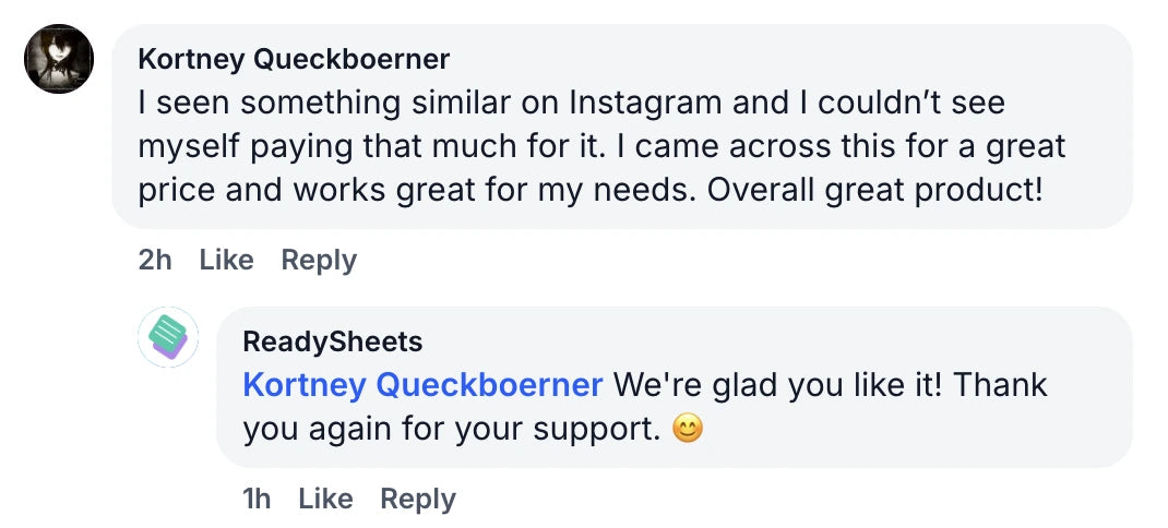 Customer review screenshot